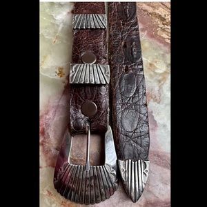 VINTAGE 1990s ANDERSON PARKETT NAVAJO RANGER SET STERLING SILVER BELT BUCKLE